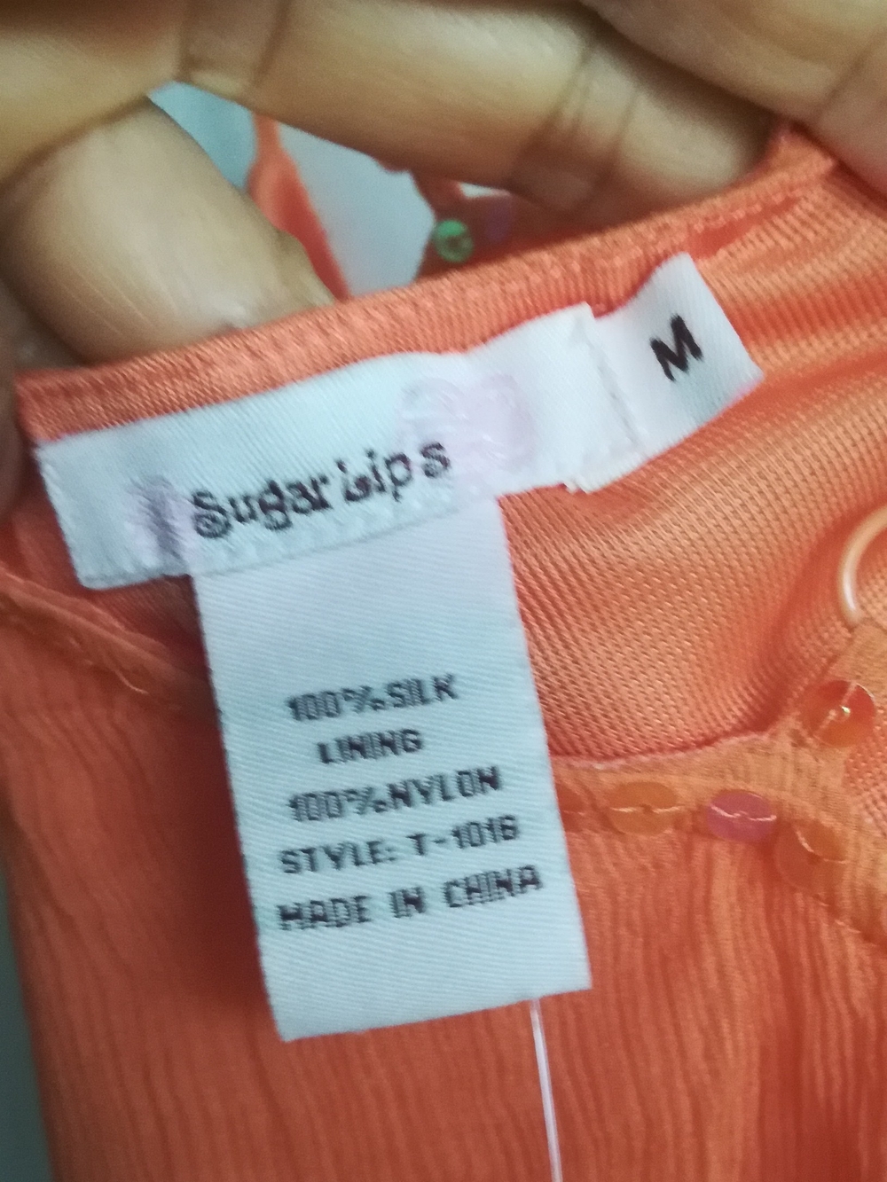 Sugarlips Orange Sequin Spaghetti-Strap Cami - Picture 2 of 5